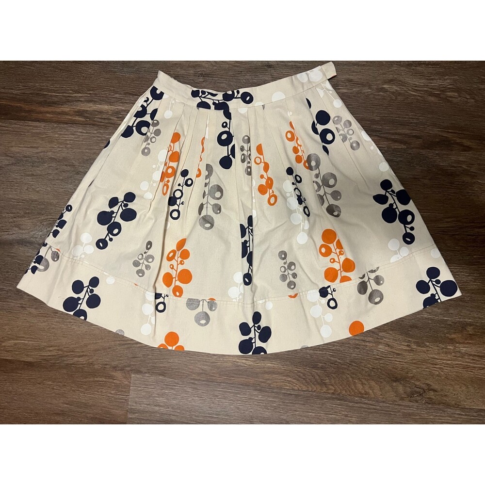 Beige Abstract Tevrow and Chase 100 Cotton Skirt Pockets Exc Cond Waist 30"